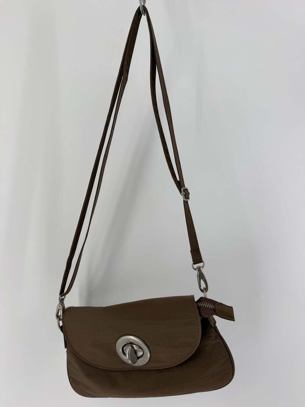 Baggallini Brown Nylon Mini Crossbody Bag Y2K Travel Purse